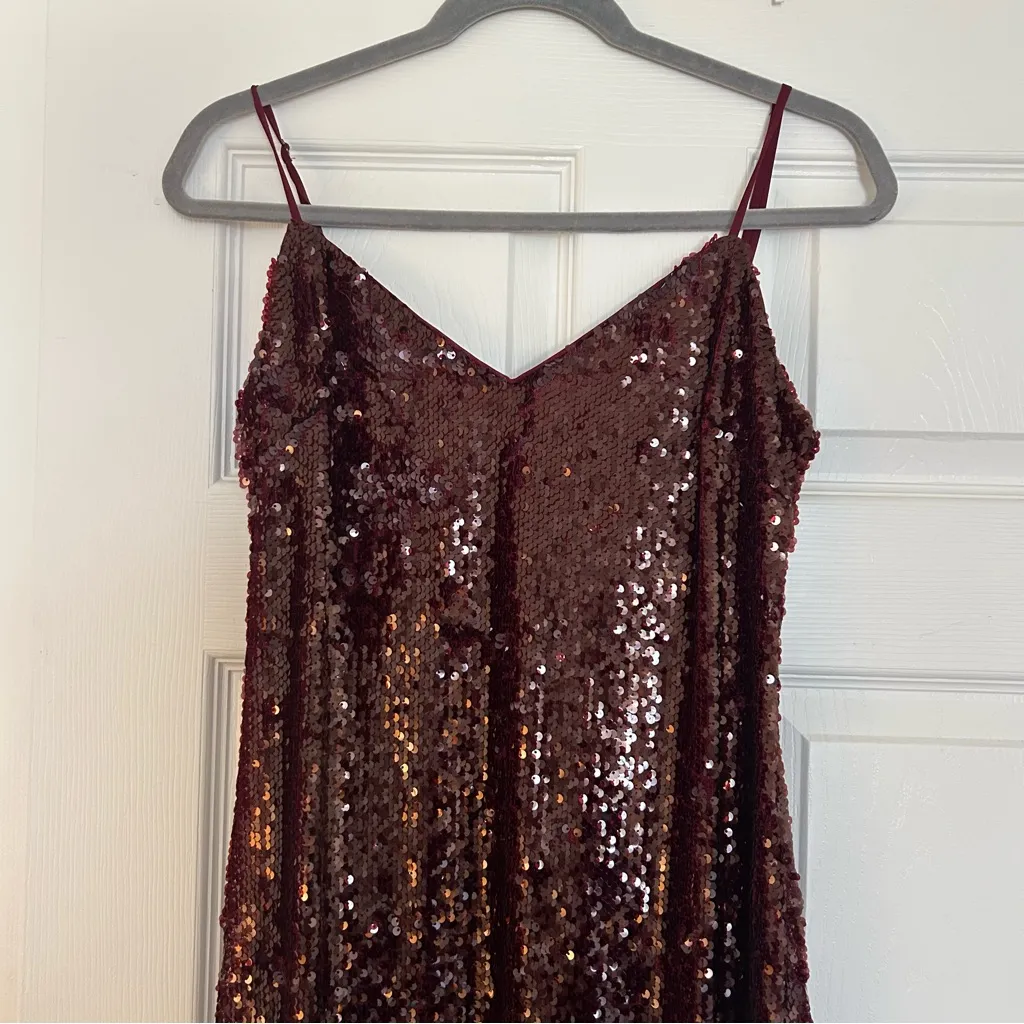 Reformation x Nara Smith Drizzle Dress Burgundy Sequin Red Oxblood - Image 7