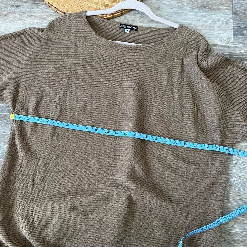 Lagenlook 100% linen boxy sweater ribbed stijfselkissie‎ Size M - Image 7