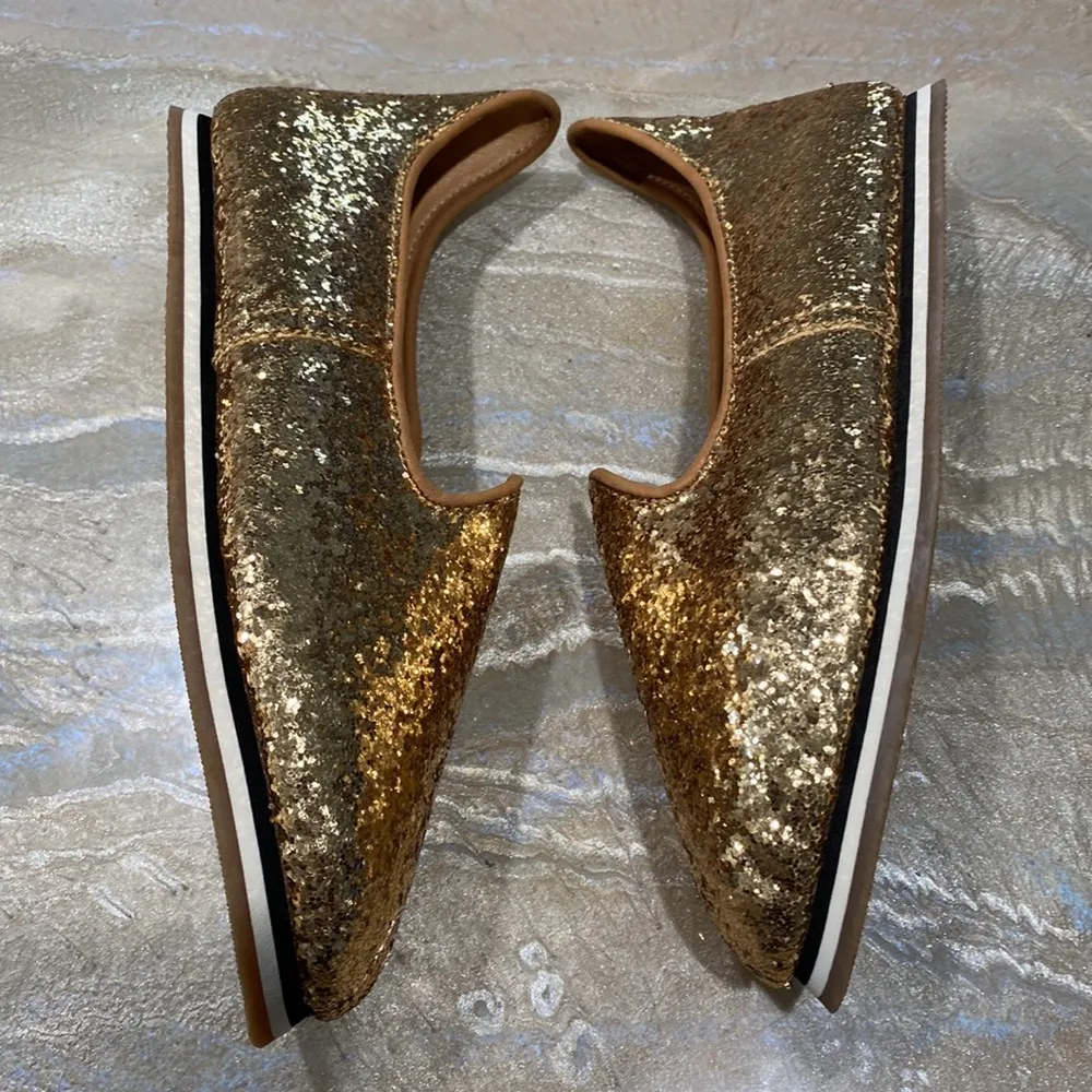 Glitter Women Ballet Flats Sequin Upper Almond Toe Gold Size Women’s 8 - Image 4
