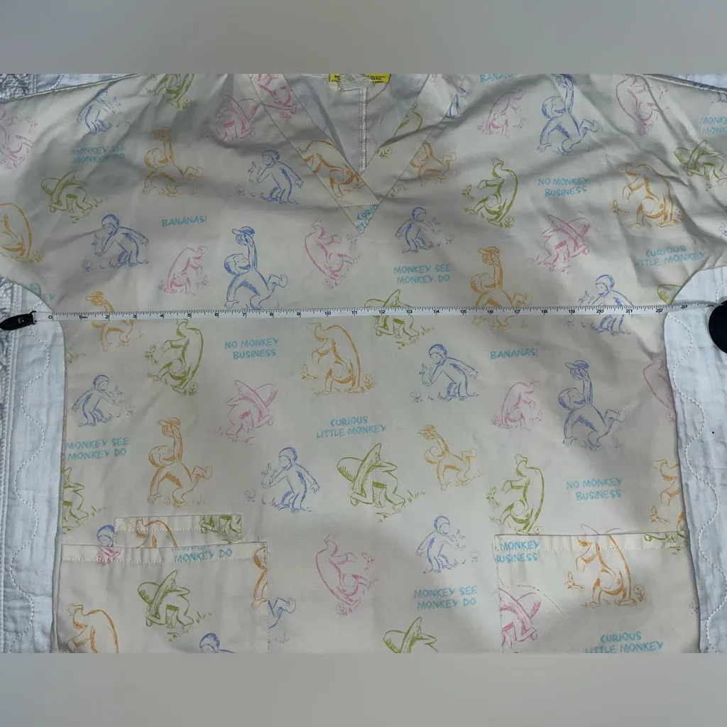 Vintage style Curious George Scrub Top Yellow Size M - Image 7