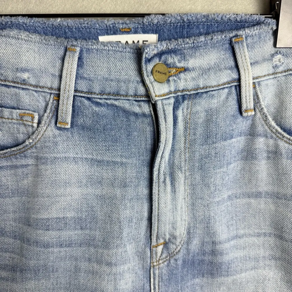 Frame Women’s Sawyer Mini Denim Skirt Cotton Distressed Raw Edge Cutout size 26 - Image 3