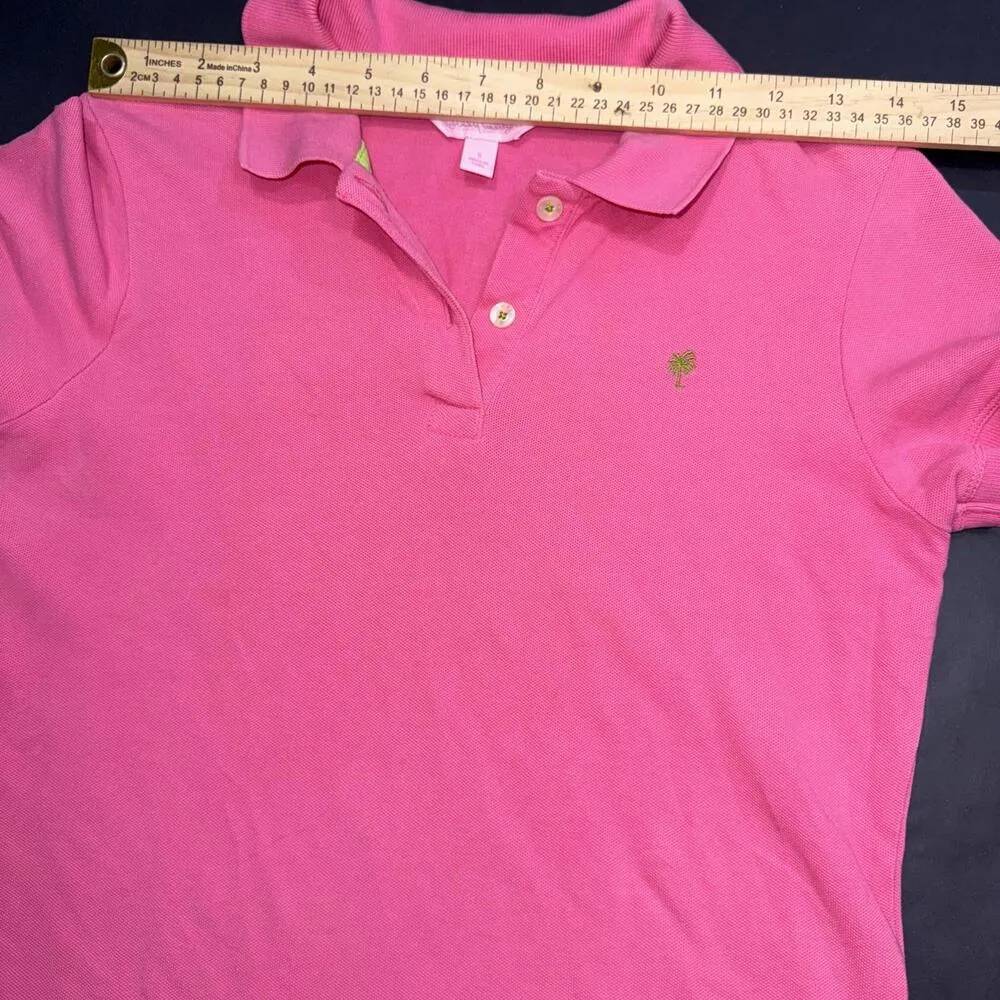 Lilly Pulitzer Preppy School Uniform Pink Pima Cotton Golf Polo Shirt Small - Image 8