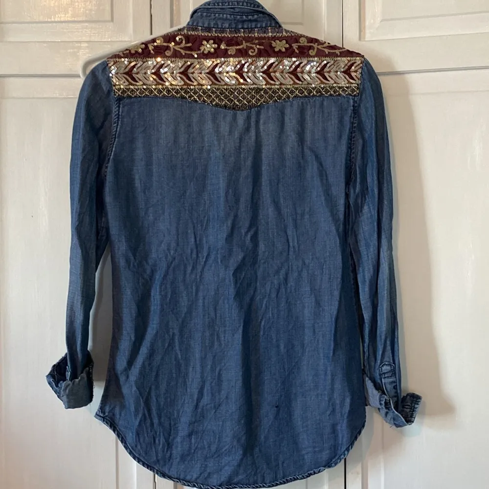 Desigual Sequin Embellished Denim Shirt - Size S - Image 4