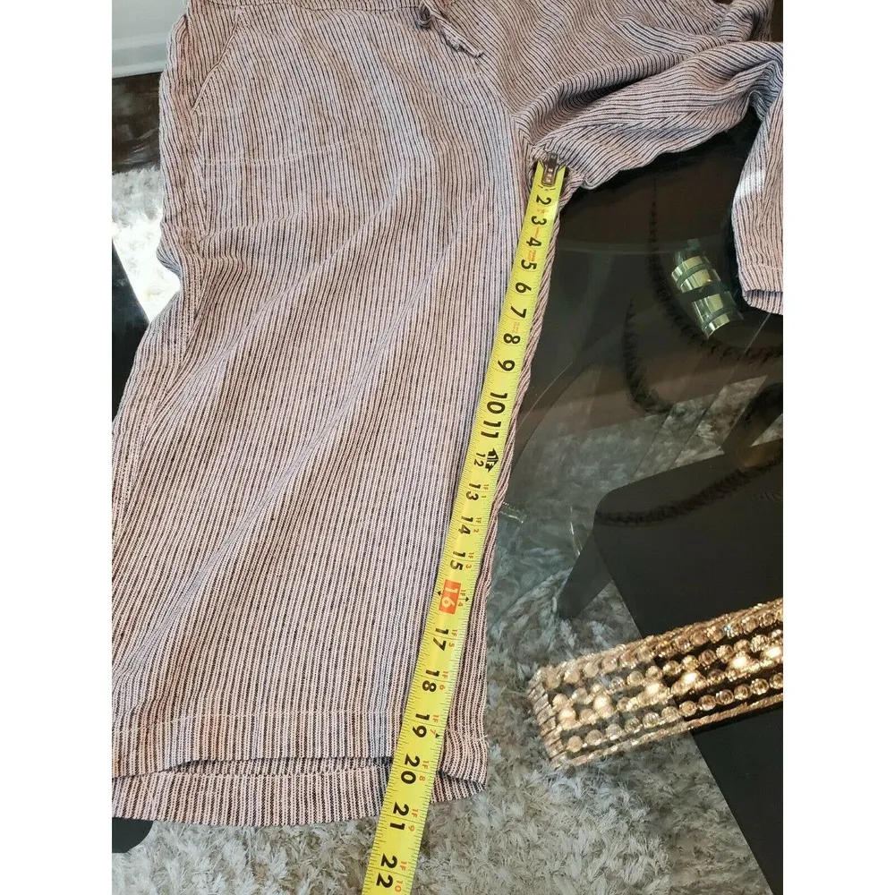 Per Se Women's Gray Striped Linen & Viscose Mid Rise Straight Leg Dress Pant 1X - Image 12