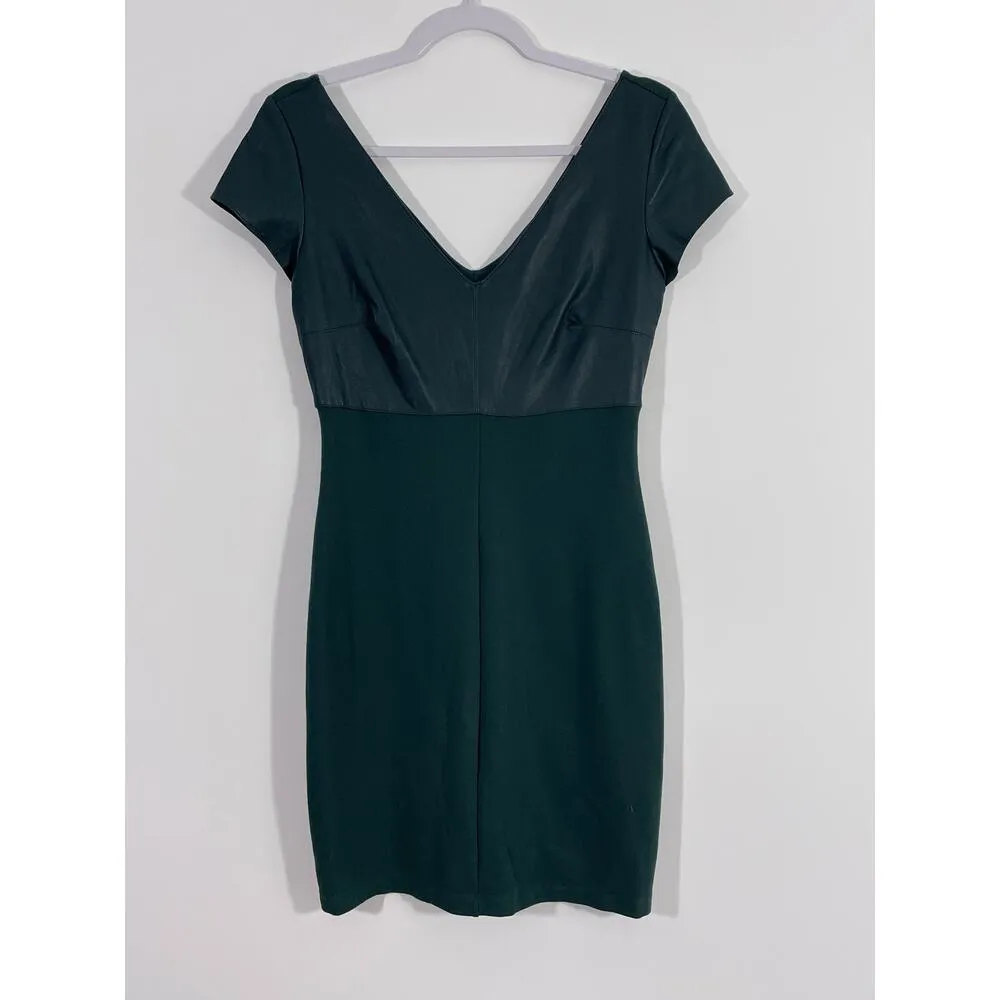 Bailey 44 Dante Sheath Body Con Dress Faux Leather Accent Green Size Medium - Image 3