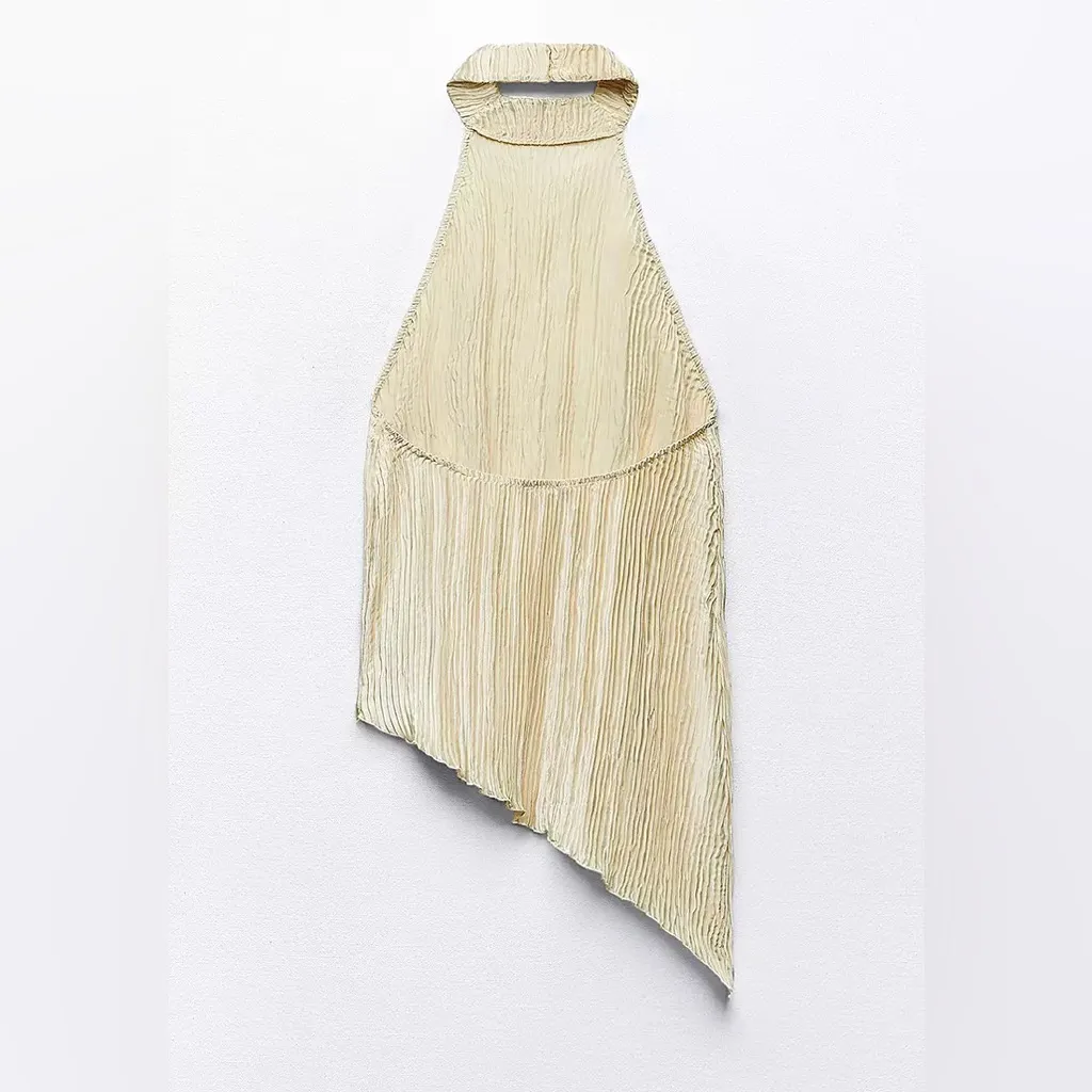 ZARA Pleated Halter Neck Blouse medium. - Image 2
