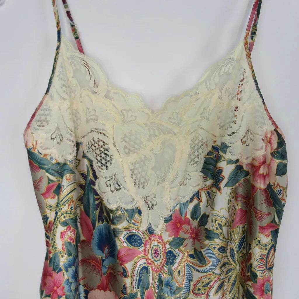 VICTORIA’S SECRET Vintage Gold Label Floral Satin Lace Chemise Womens Size Small - Image 4