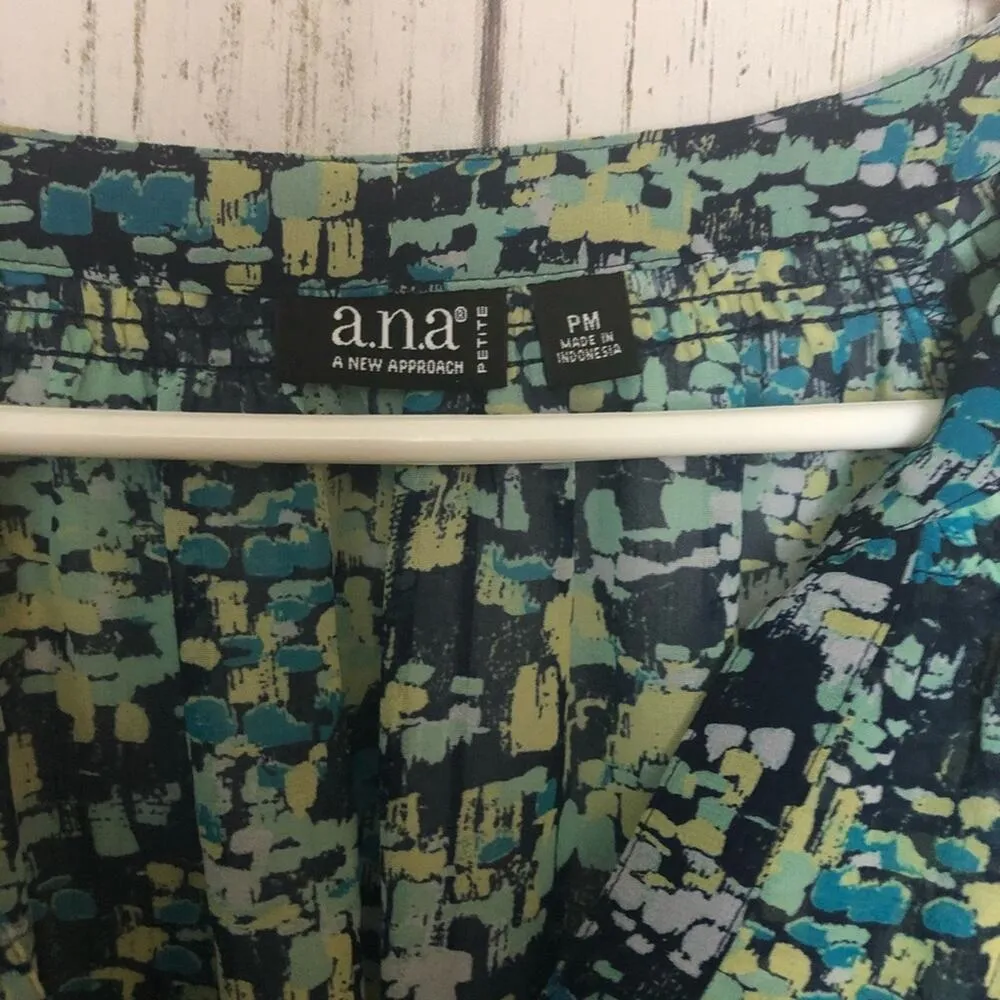 A.N.A Womens Professional Style Short Sleeve  Colorful Blouse Sz MP - Image 9