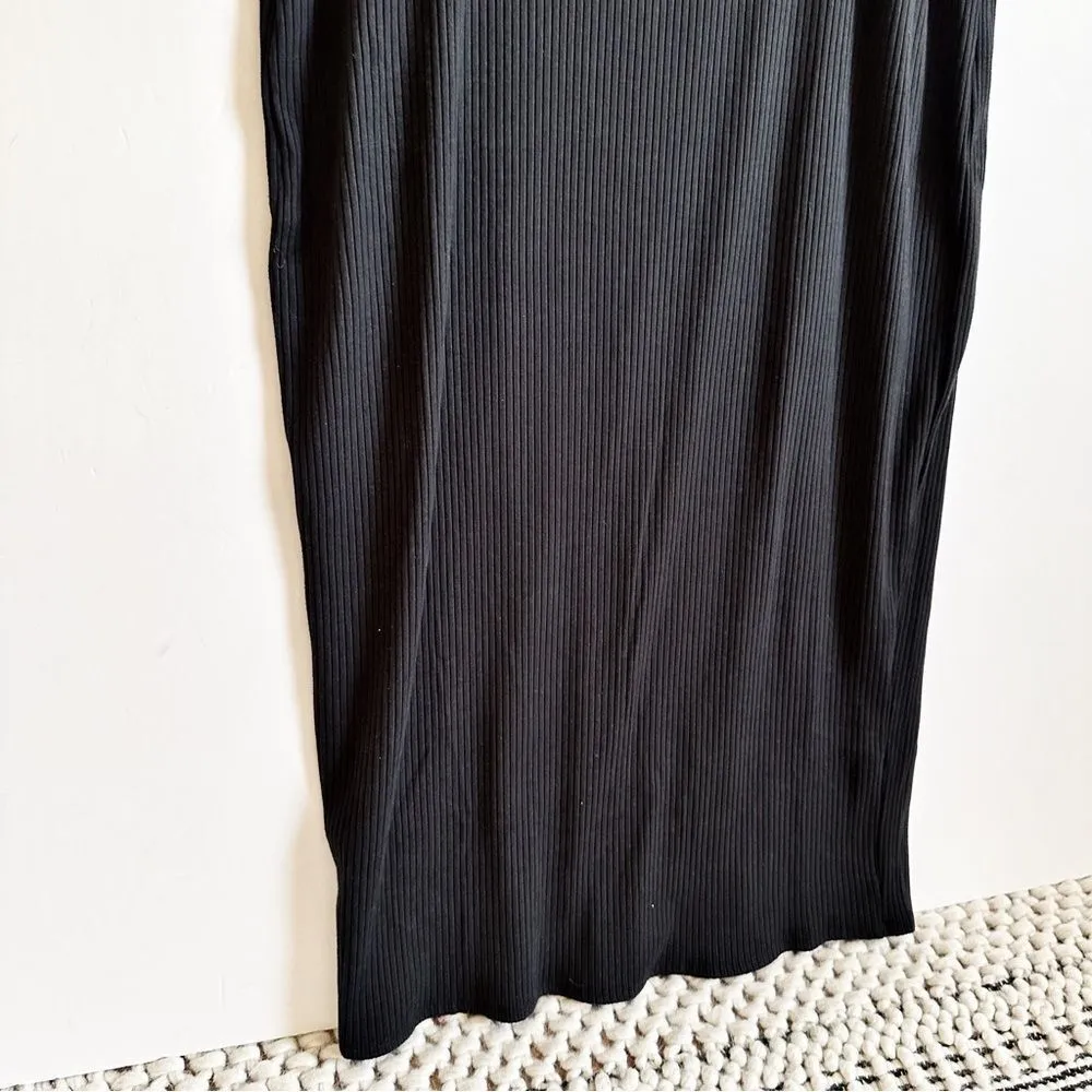 Good American 90s Ribbed Tank Midi Dress Black Size 6 Square Neck Going Out - Image 6