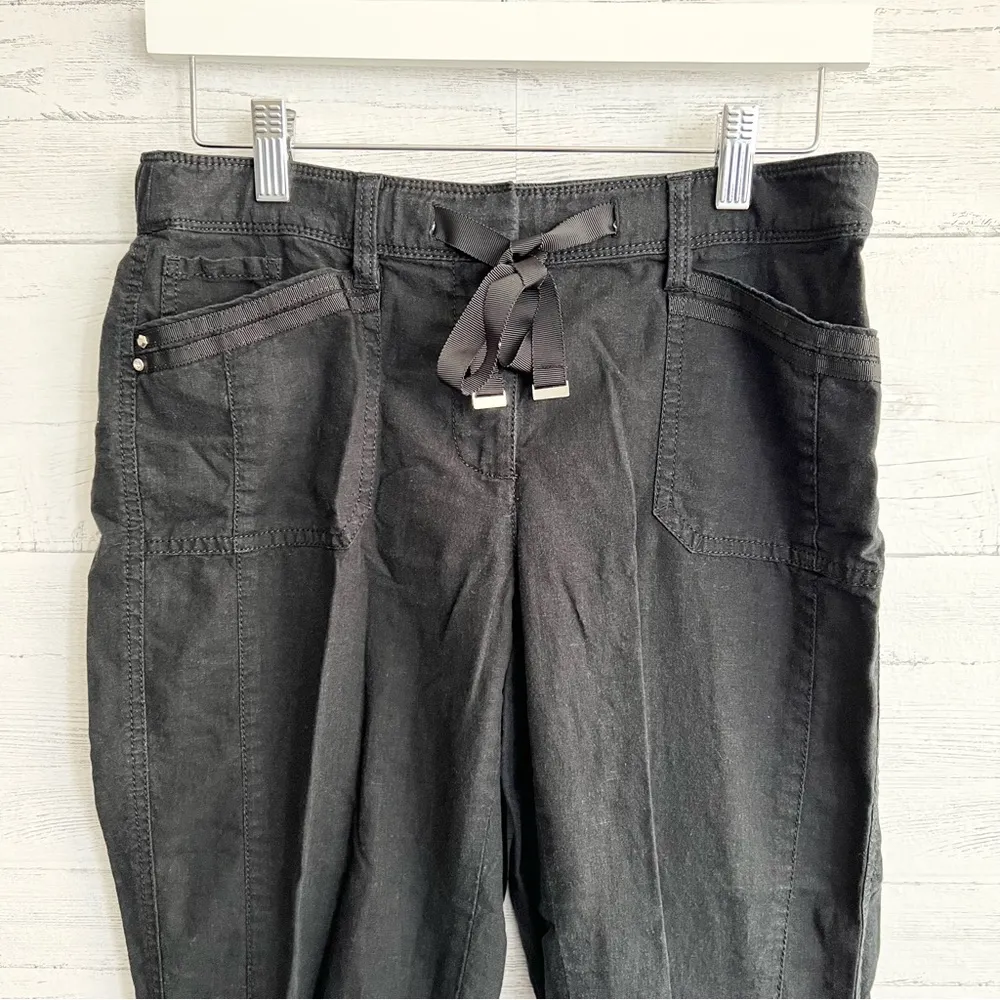 White House Black Market Black Linen Cargo Pants - Image 3