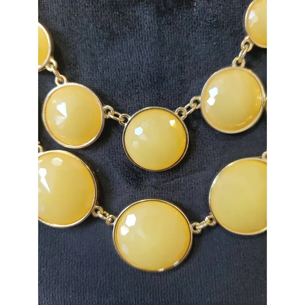 Women's Yellow Bubble Bib Necklace Lobster Clasp Gold Tone Statement Jewelry - Image 3
