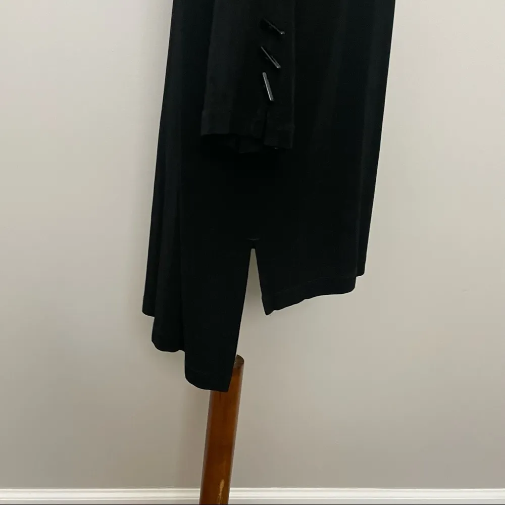 Chicos Travelers Cardigan Open Front High Low Hem Lagenlook Buttons Black - Image 6