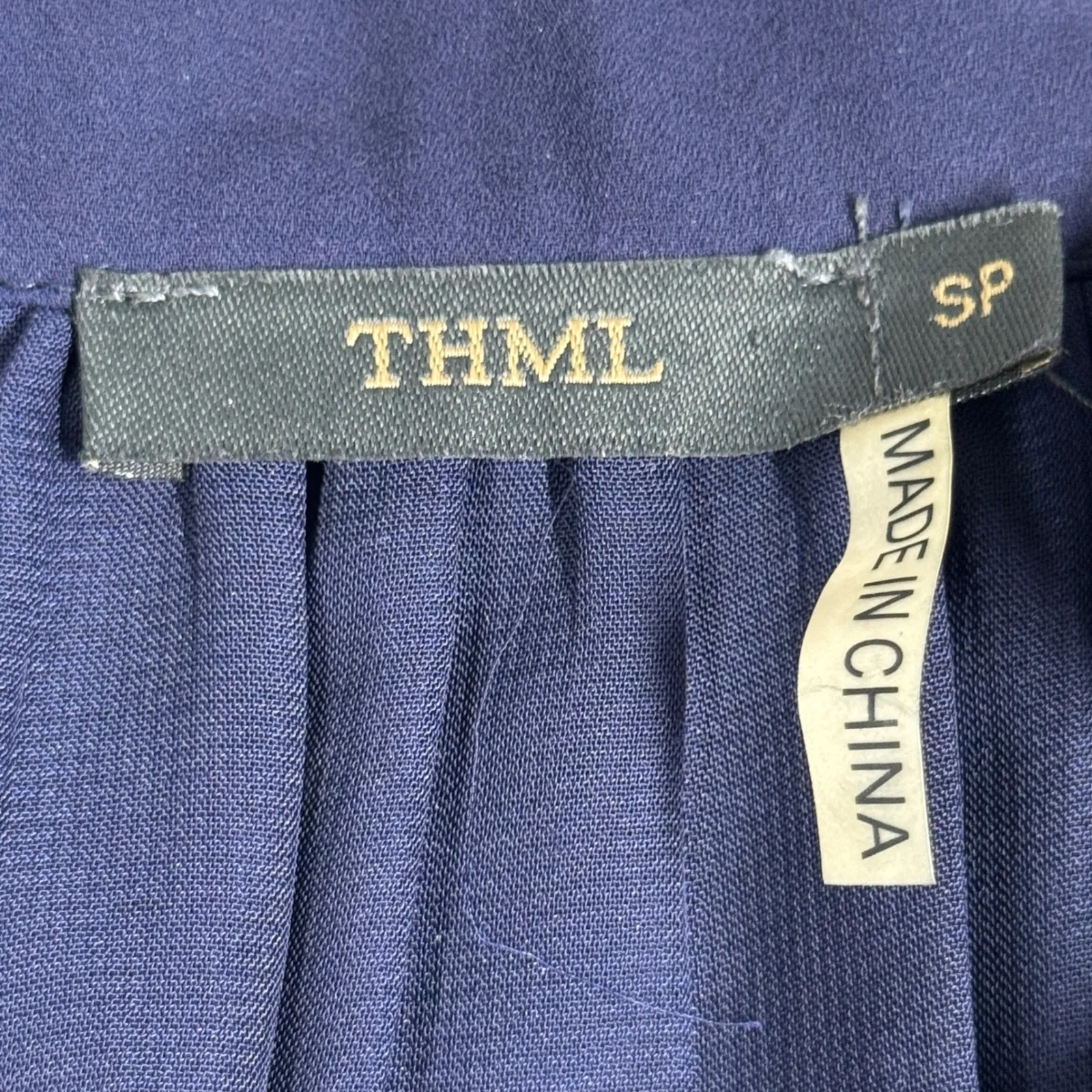 THML Dress Halter Neck Sleeveless Chana‎ Embroidered Casual Boho Navy Blue Small - Image 5