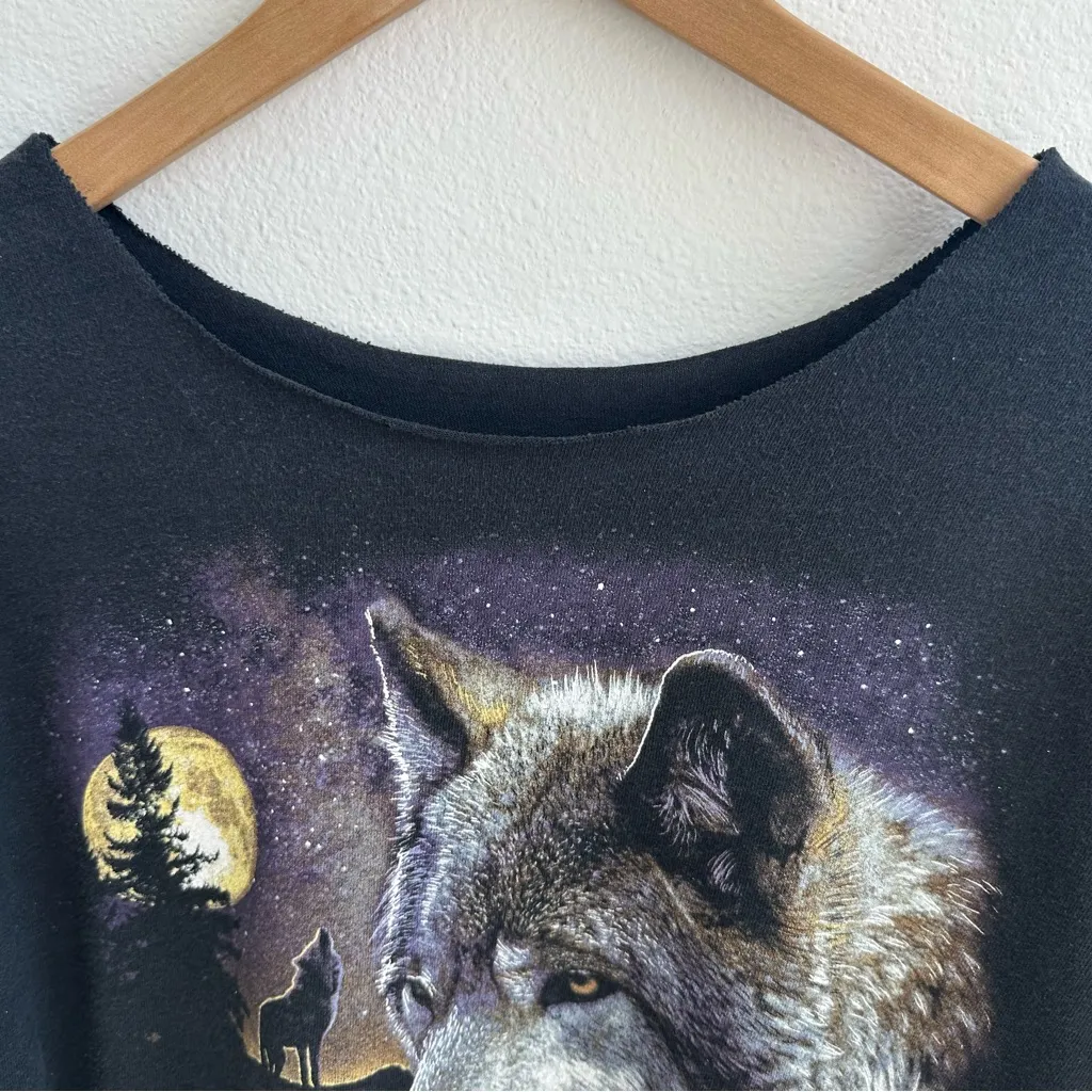 Black Wolf Graphic off the shoulder T - Image 3