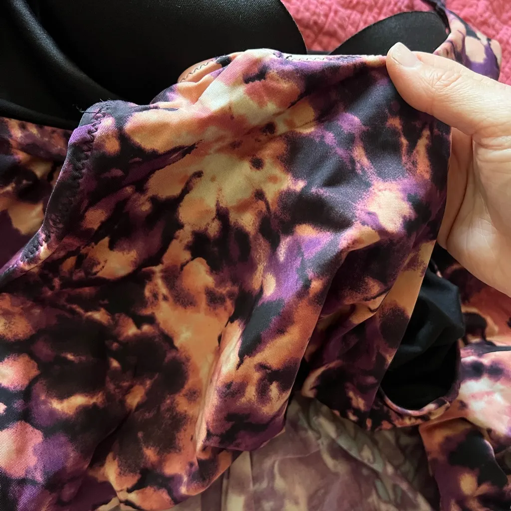 garnet hill boheme swim dress purple auburn tie-dye swimsuit with skirt 12 - Image 10