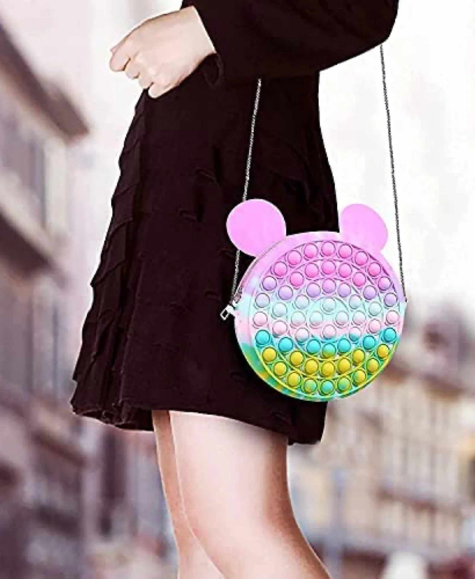 Fidget Push Pop Stress Relief Sensory Bubble Silicone Toy Panda Crossbody Bag Multiple - Image 2