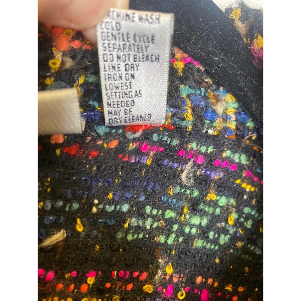 Chico’s Design Colorful Boucle Knit Vintage Tweed Button Closure Blazer EUC Sz L - Image 6
