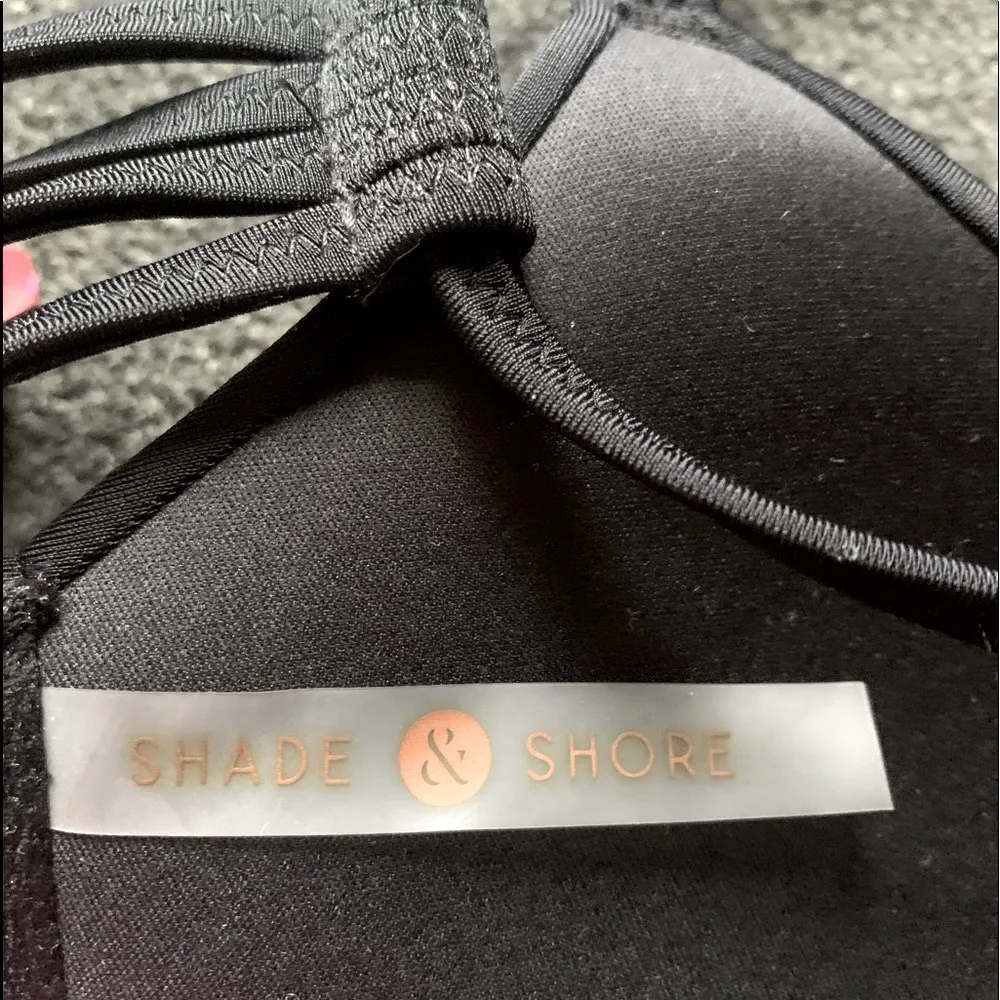 Shade & Shore  Black Strappy Padded Bikini Top - Image 6