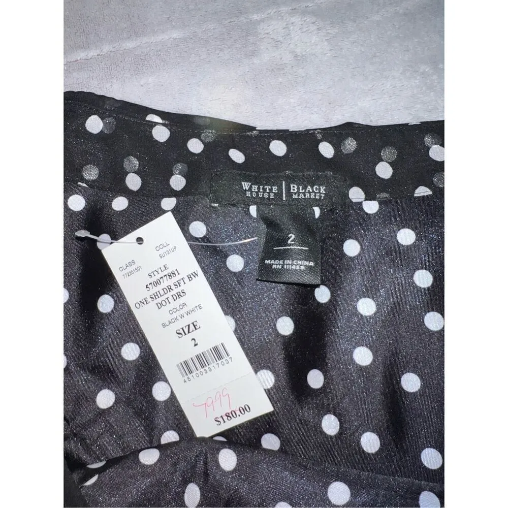 Women’s sz 2 One Shoulder Polka Dot Dress - Image 10