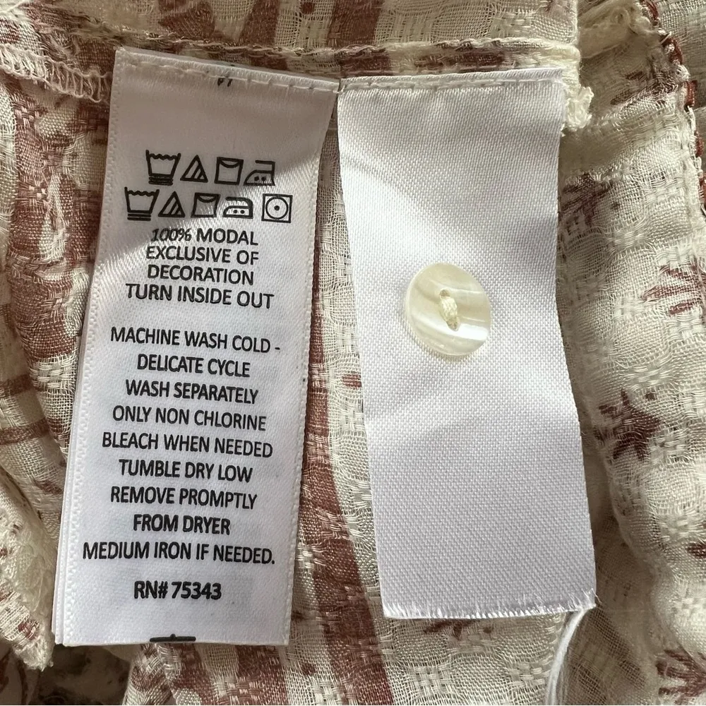 Sigrid Olsen  Ivory Brown Embroidered Blouse Top M - Image 10