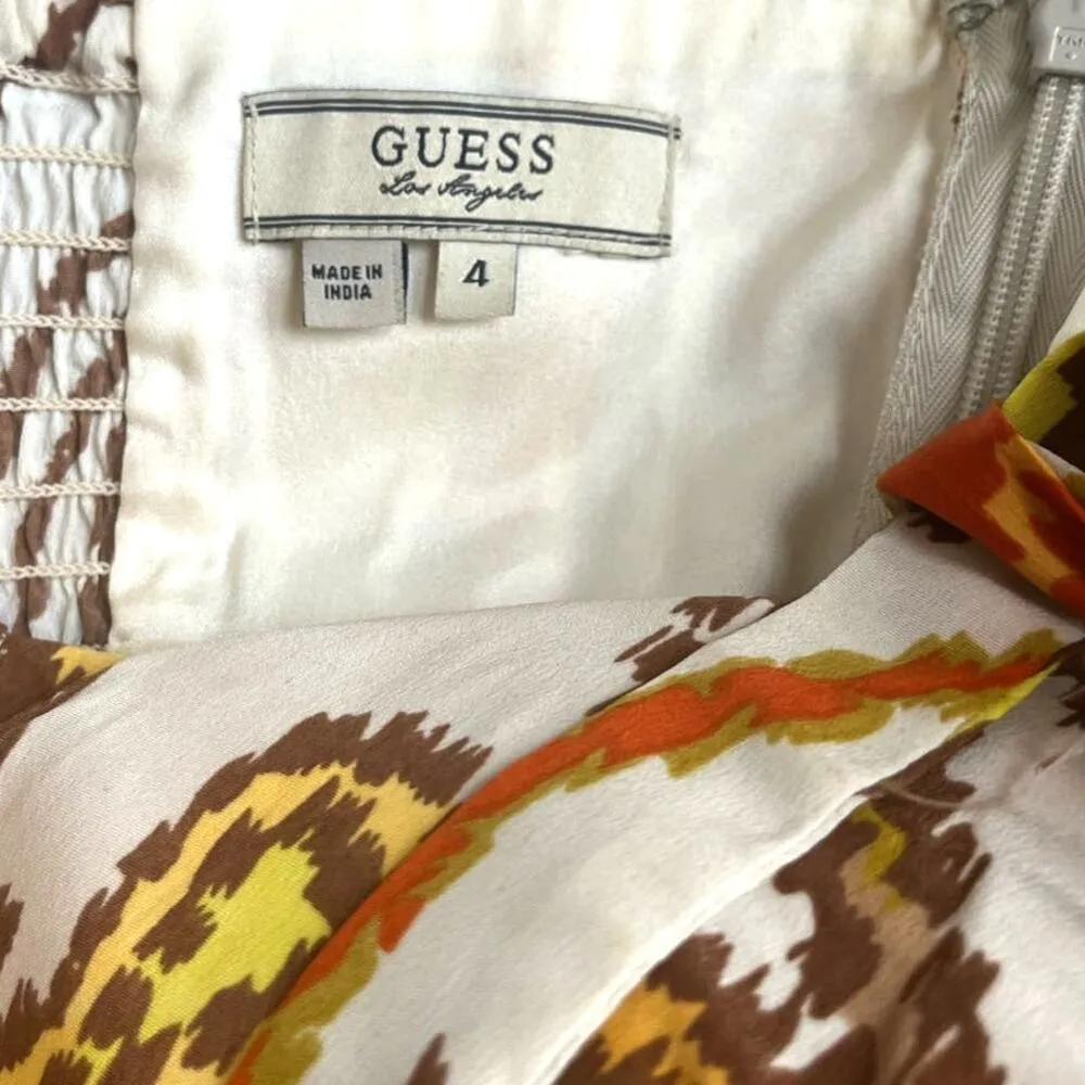 Vintage Y2K GUESS Women's Halter Mini Dress Silk Corset Top Cream Orange sz. 4 - Image 7