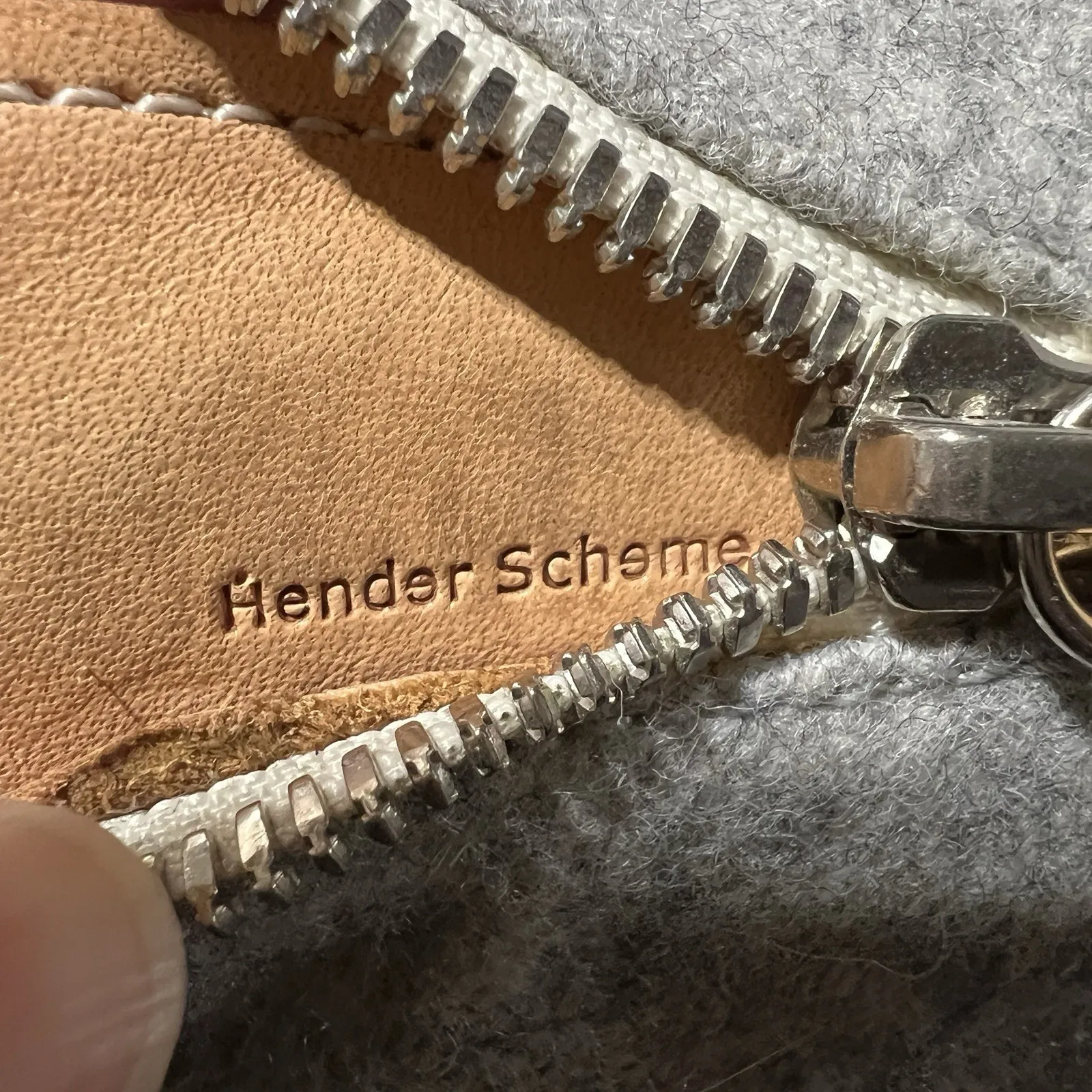 HenderScheme Wool Felt Leather Slip On Shoes Gray Zip Minimalist Japan Sz 9 - Image 12