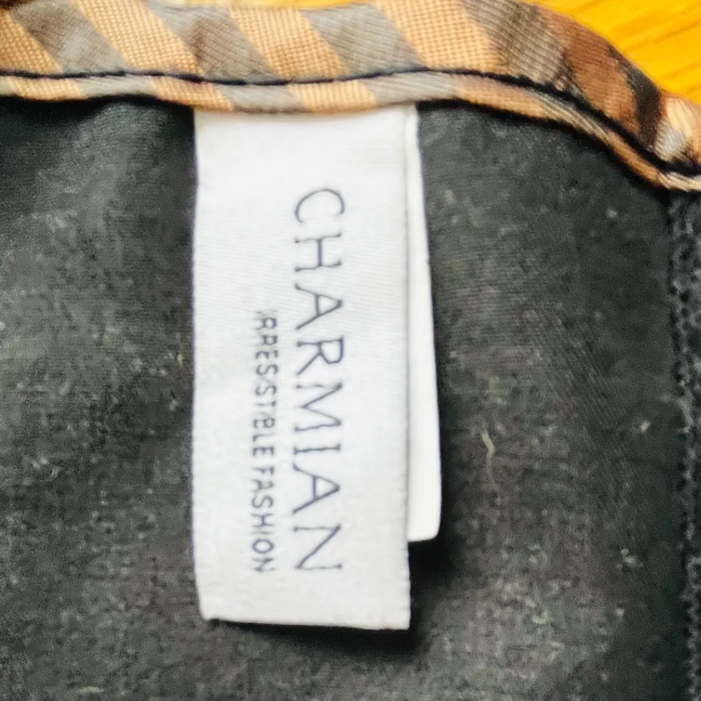 CHARMIAN Steampunk Corset Bustier Zipper Laces Paisley Stripe Print 2XL Brown Size undefined - Image 7