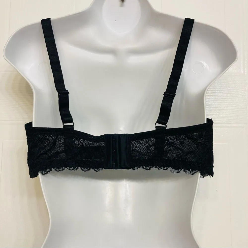 Frederick's Of Hollywood Cynthia Lined Black Lace Balconette Bra‎ Size 34DD NEW - Image 4