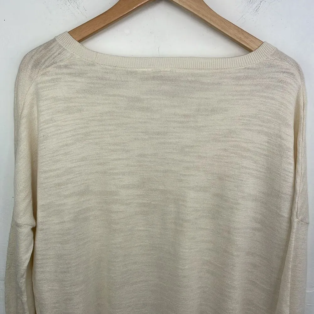 Anthropologie Moth Womans Ivory Tan Sweater Oversized Long Tunic Slits size XS - Image 7
