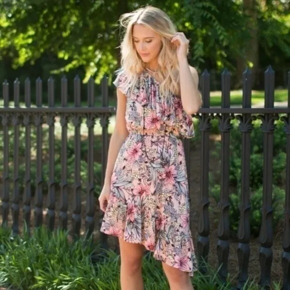 MINKPINK Wattle Wonder 1-shoulder Floral‎ dress - S NWOT - Image 3