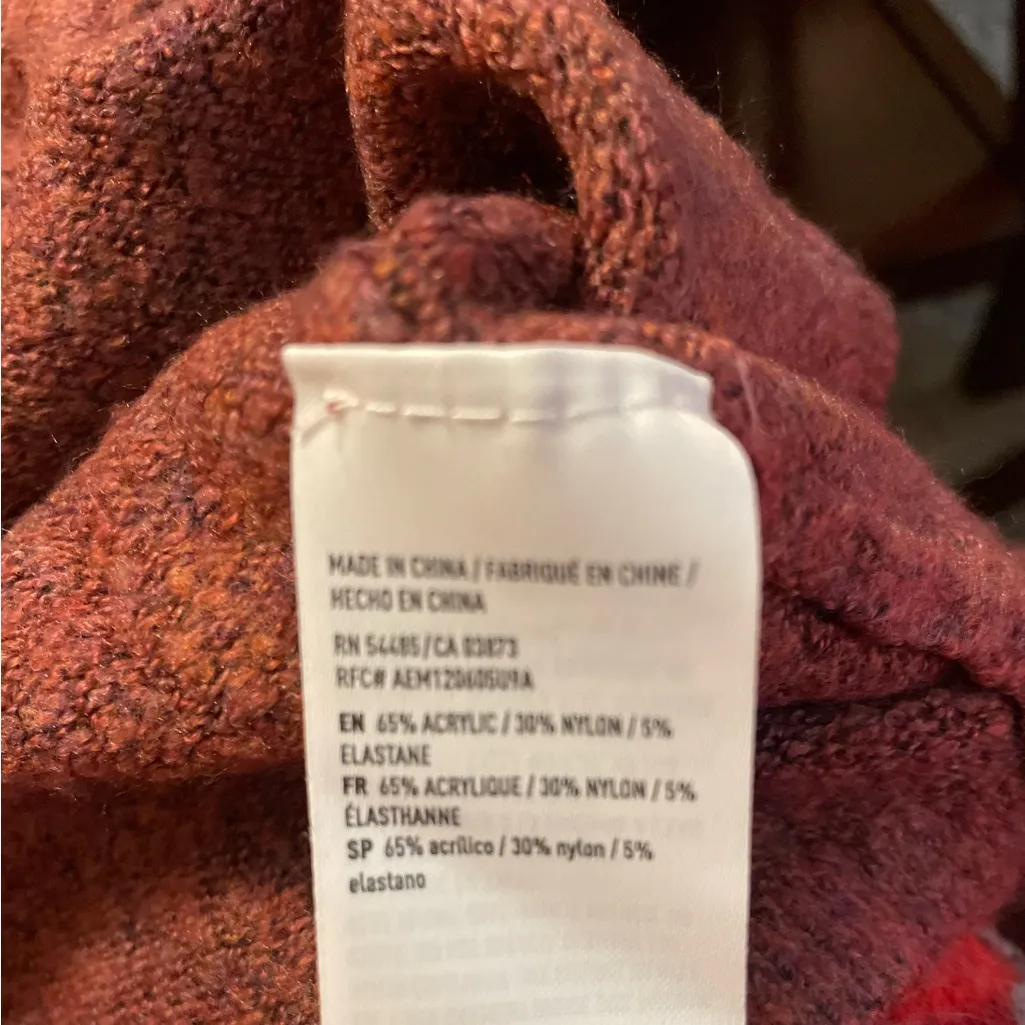 American Eagle Outfitters Bell Sleeve Criss Cross Sweater Burgundy V-Neck Large - Image 9