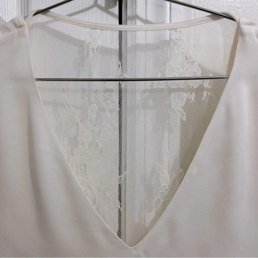 Parker Silk and Lace Ivory V-Neck Sleeveless Blouse Size XS - Image 3