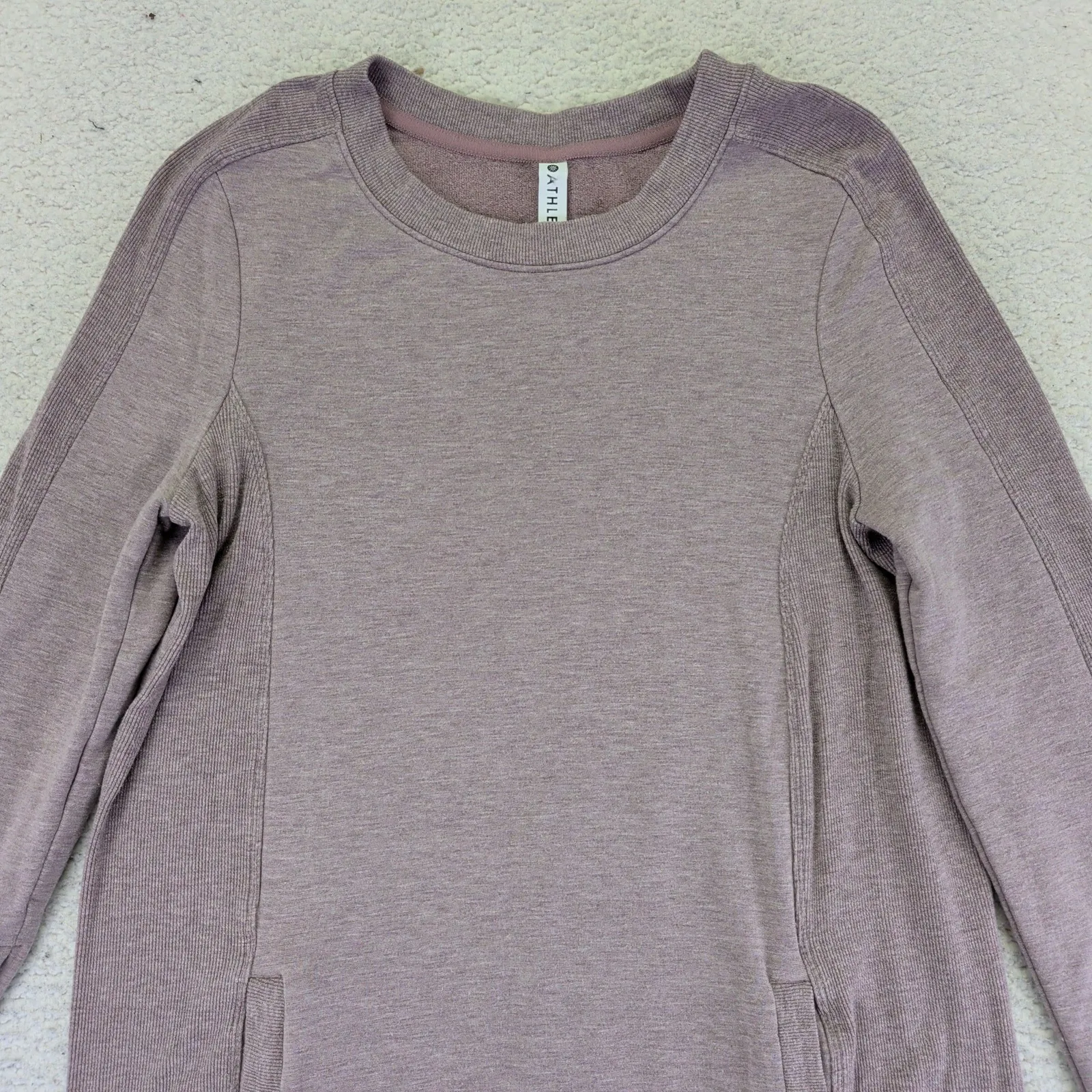 Athleta Balance Dress Long Sleeve Crew Tunic Pockets Active Casual Mauve Small - Image 3