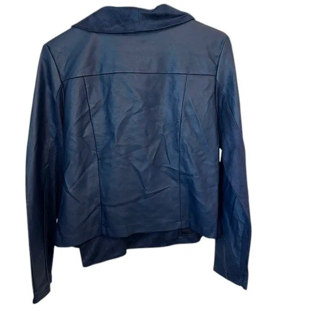 NWT‎ Romeo & Juliet Couture Moto Jacket Faux Leather Trim Asymmetrical Blue L - Image 5