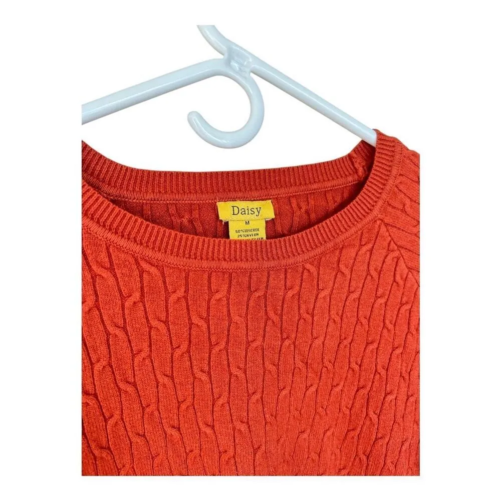 Daisy Orange Crop Pullover Sweater Size M Size M - Image 3