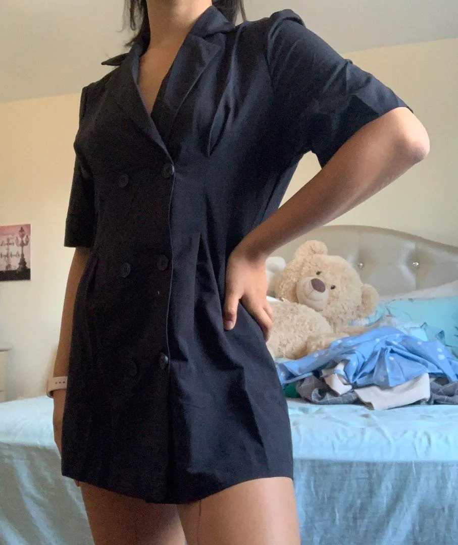 YESSTYLE Black Short Sleeve Double Breasted Mini A - Image 2