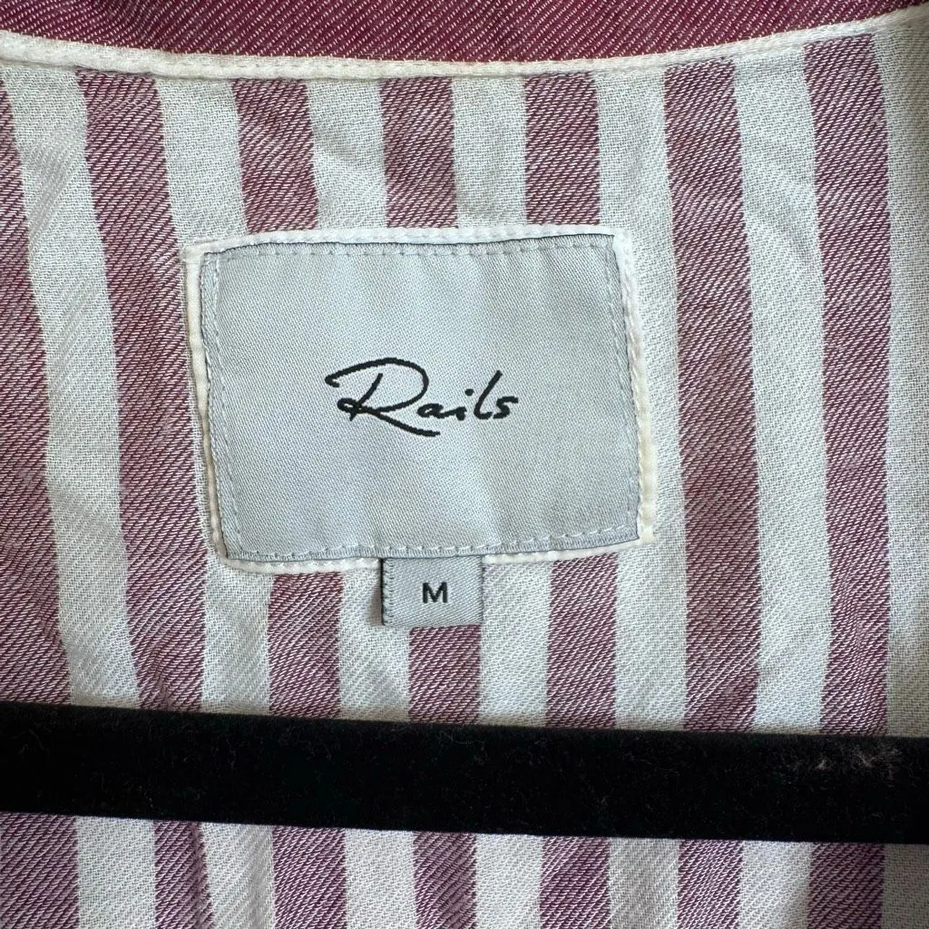 Rails Acadia Striped Sleep Shirt Raspberry Red Soft Button-Down Medium - Image 3