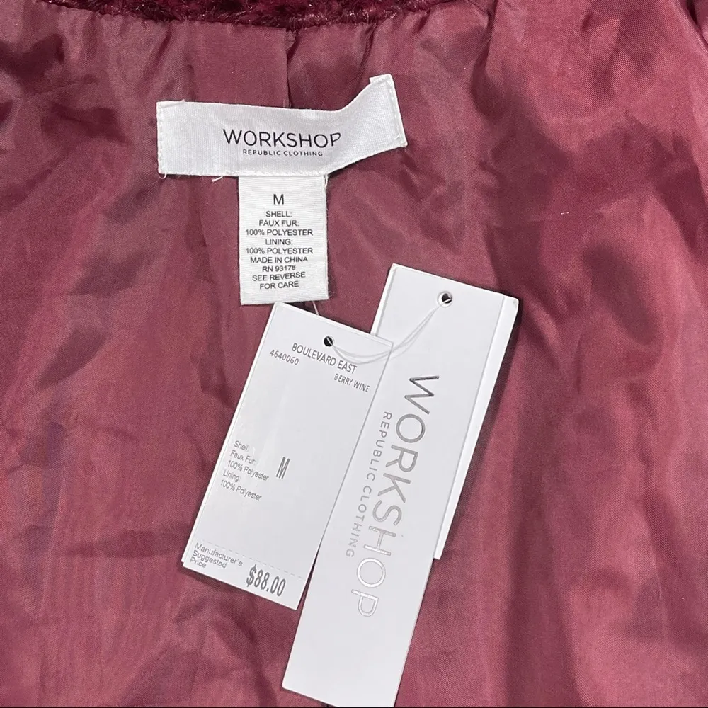 Workshop Faux Fur Zip Up Jacket Size M - Image 12