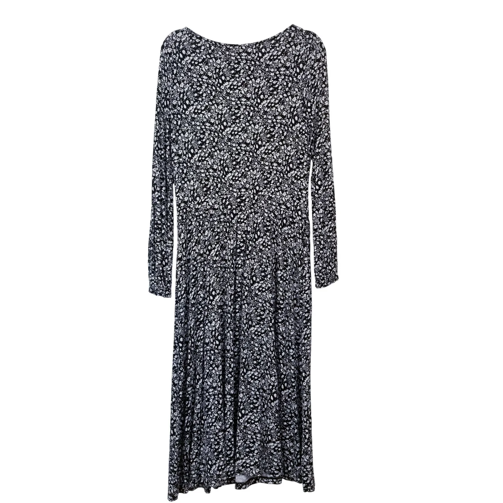 Boden Floral Print Long Sleeves Midi Jersey Dress with Side pockets Black Size 10 - Image 3