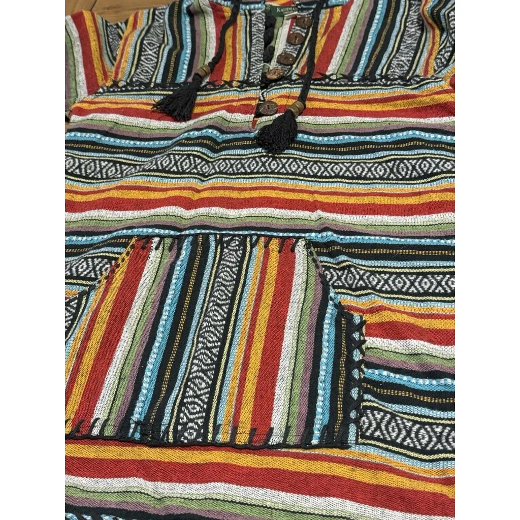Kathmandu Imports Womens Hoodie Tunic Sz S/M‎ Aztec Tapestry Embroidered Hippie - Image 6