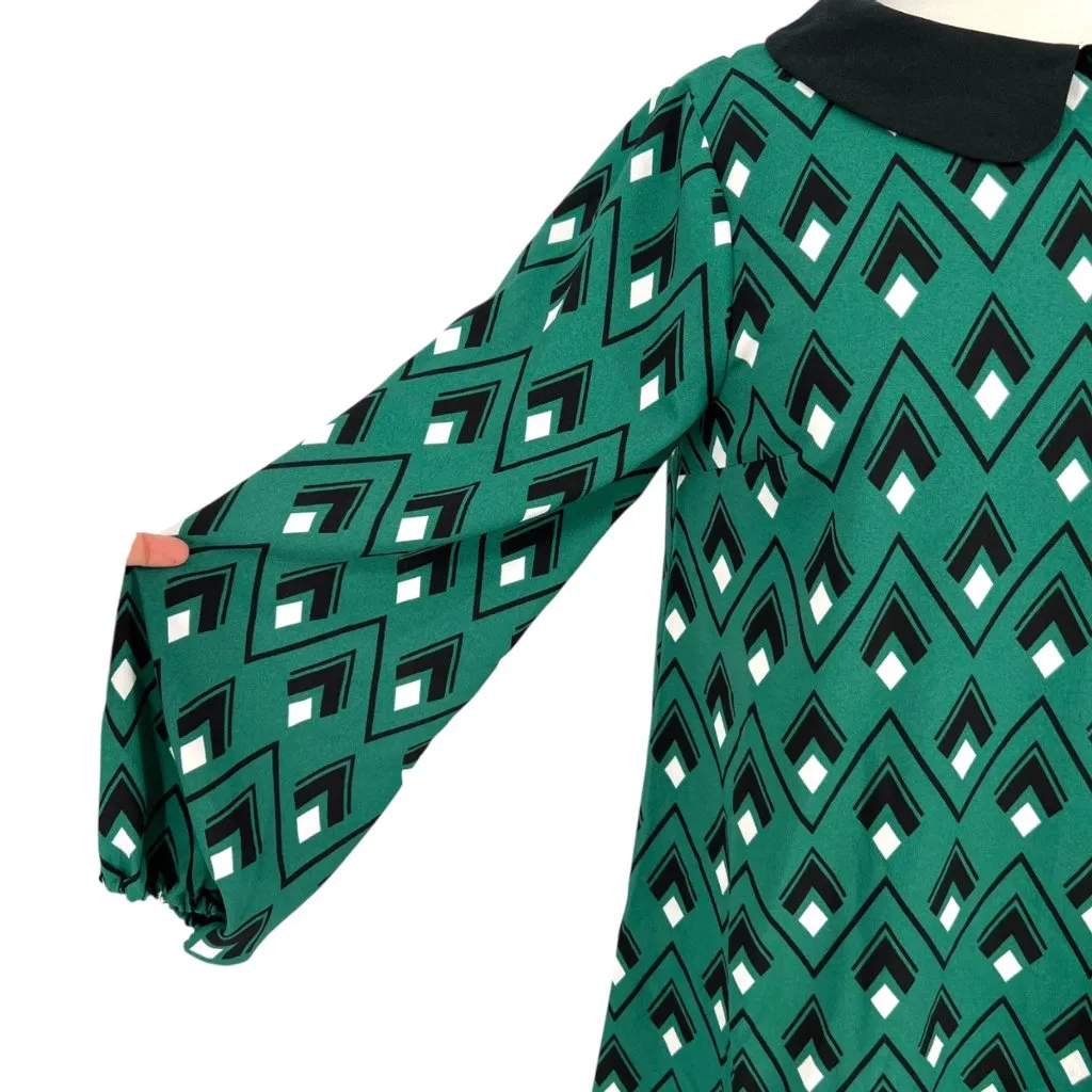 ModCloth You Make Loving Fun Shift Dress Peter Pan Collar Green Size Medium - Image 4