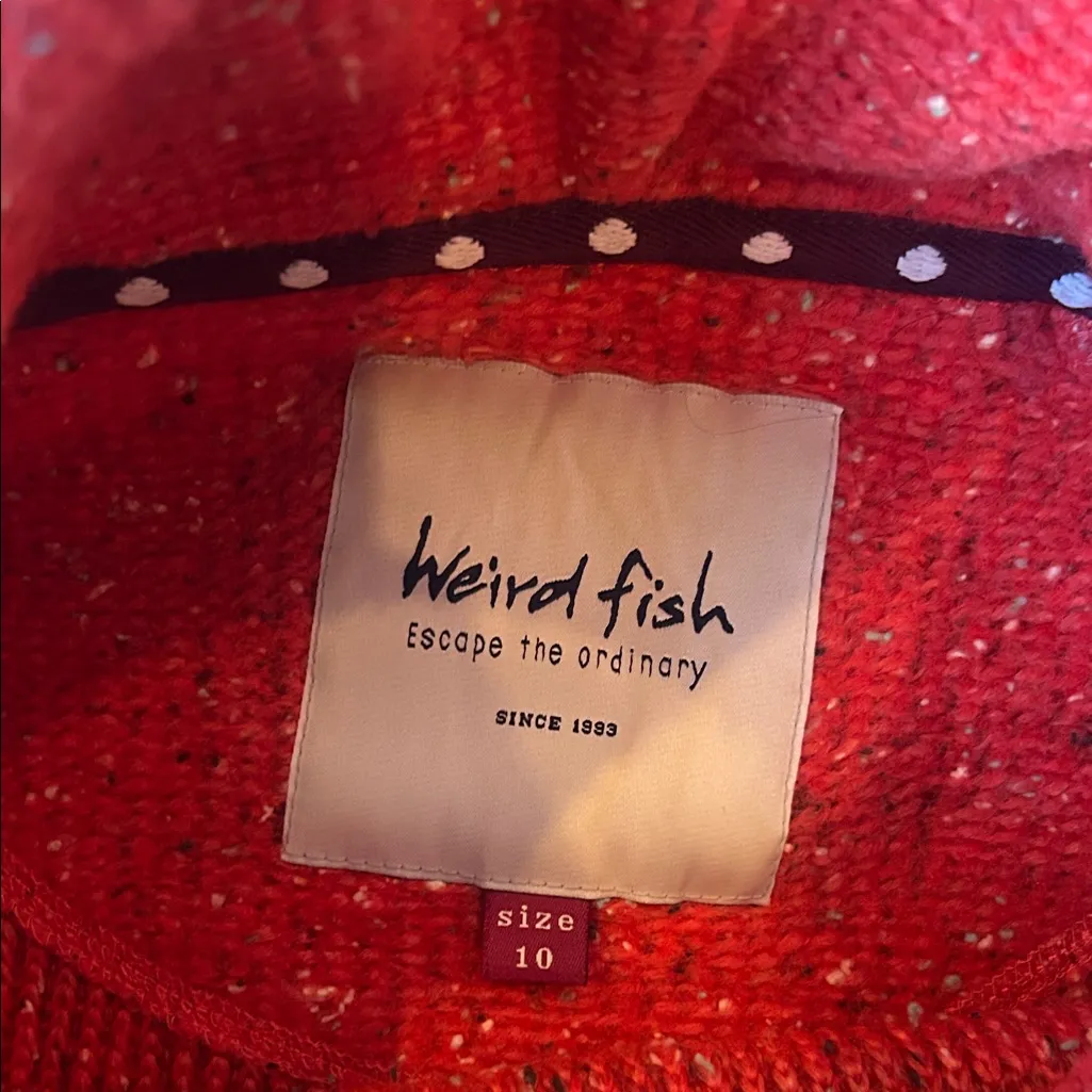 Weird Fish Orange Mock Neck Cotton Blend Sweatshirt Size 10 - Image 6