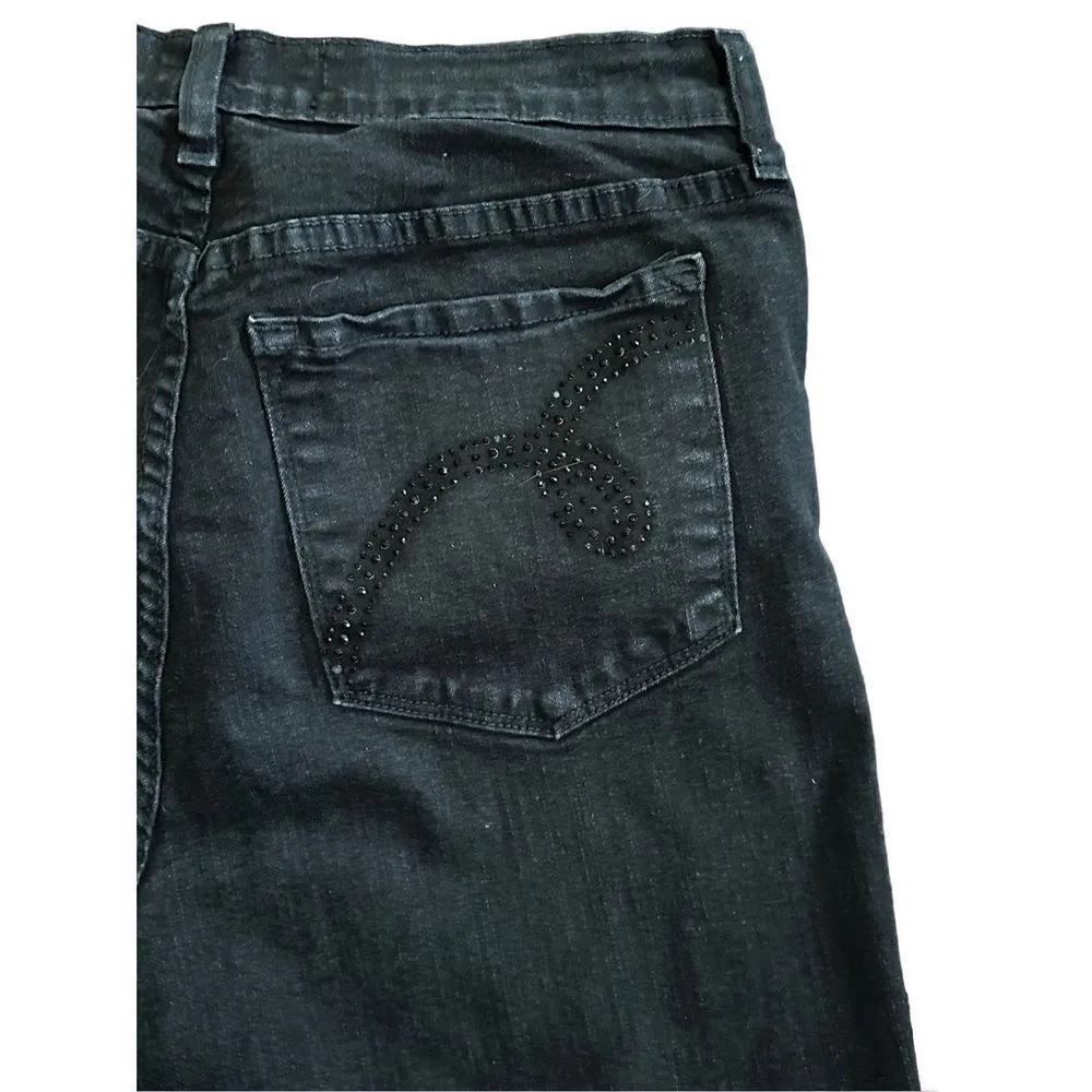 NYDJ black Lift tuck embellished back pocket high rise bootcut black jeans size - Image 6