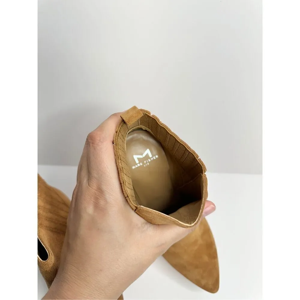 Marc Fisher Ankle Boots Womens Size 6.5 Tan Block Heel Suede Leather Booties New - Image 7