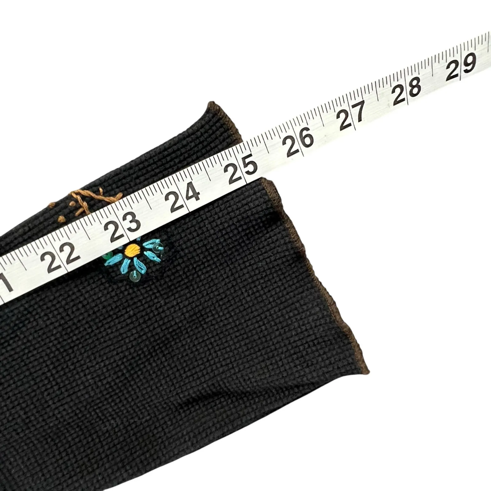 Soul Revival Y2K Waffle Knit Tee Large Black Floral Butterfly Embroidered Boho - Image 13