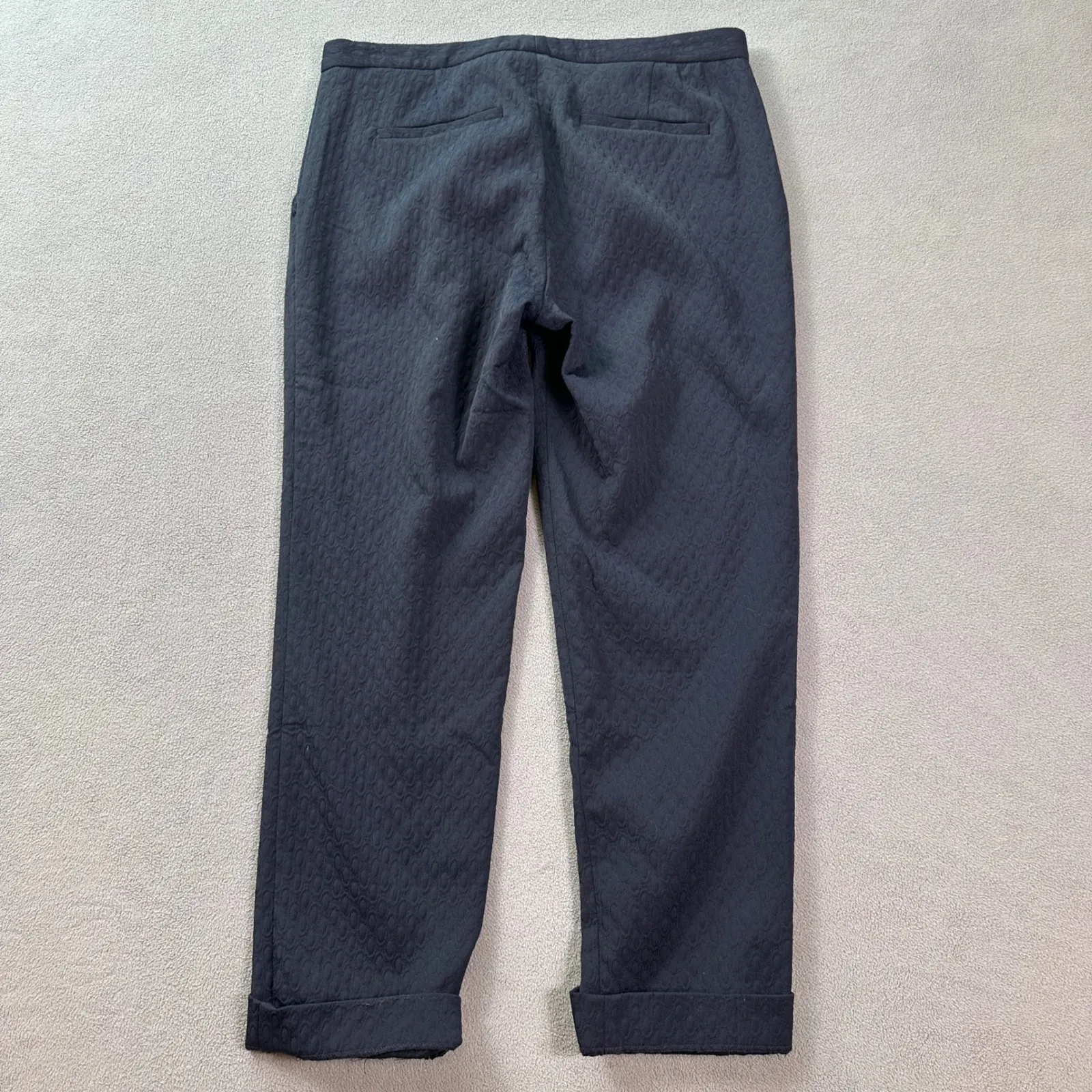 Theory Pants Womens 6 Navy Blue Textured Embossed Cropped Trousers MADE IN USA - Image 2