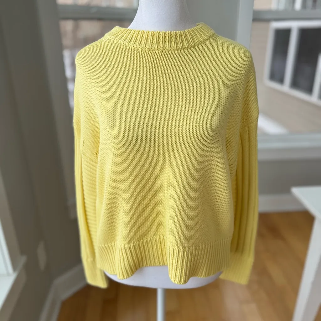 For the Republic Butter Yellow Cotton Crewneck Cropped Sweater Size XS - Image 2