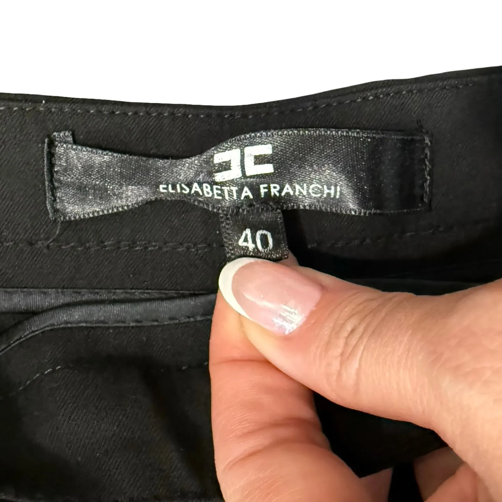 Elisabetta Franchi Black Pleated Wide Leg Pants Wool Blend Trousers sz 40 / 10 - Image 5