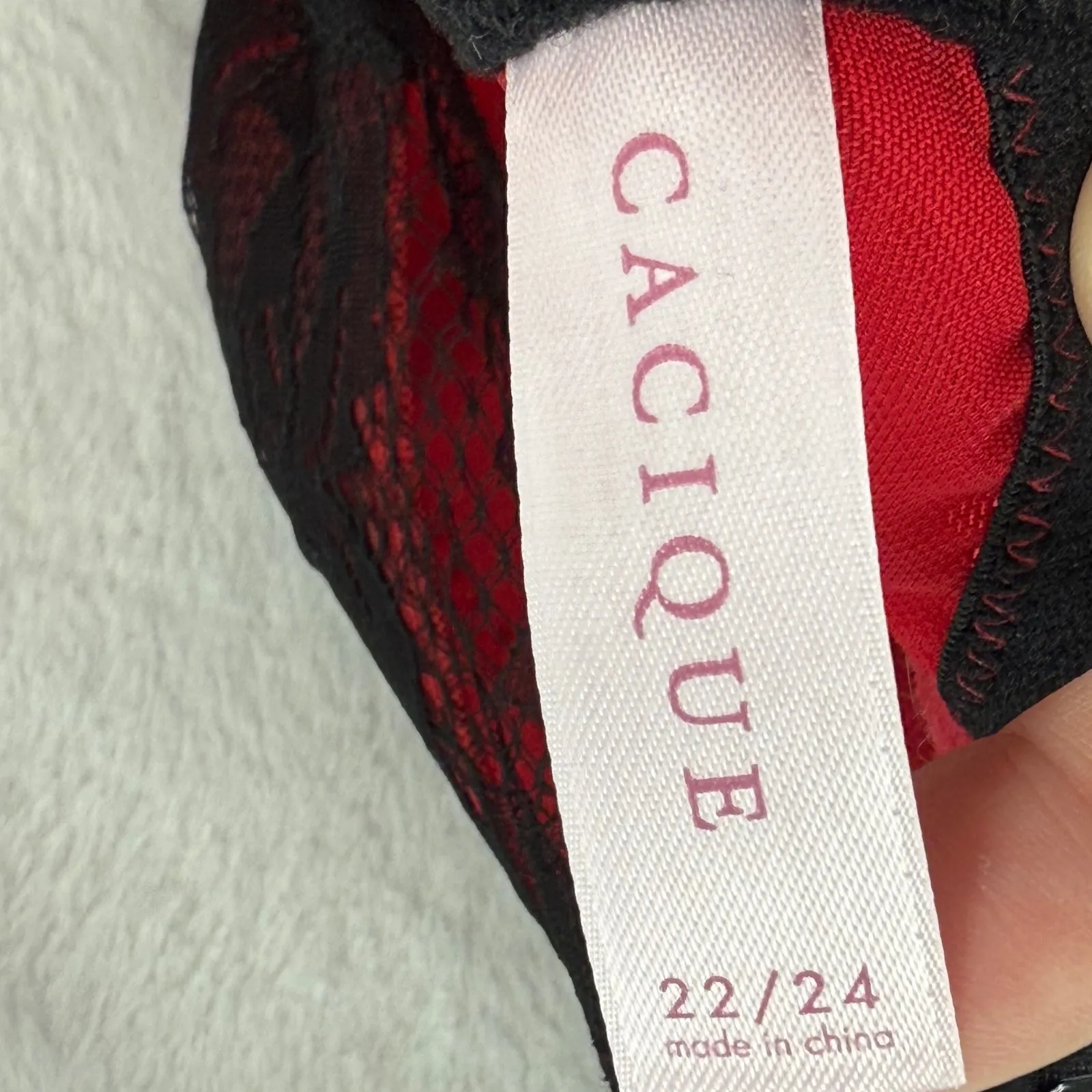 Cacique Plus Size 22/24 Red & Black Lace Bustier Corset Top - Image 3