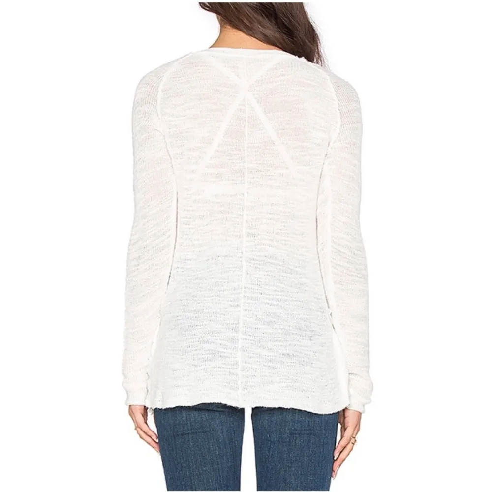 Free People Mountain Song Cream/Ivory Pullover Lightweight Half Button Sweater S - Image 7